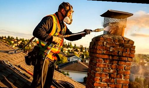 Water flow test running at a chimney cap