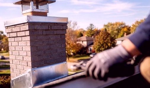Stainless cap squared onto a block flue in Corona