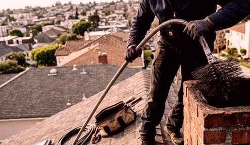 Rods dropping down a Corona flue from the roofline